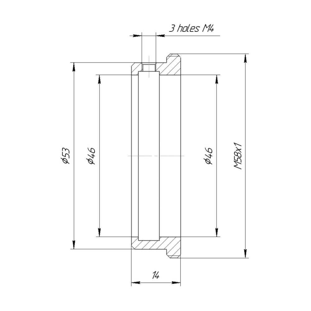 46mm clamp to M58x1 male thread adapter