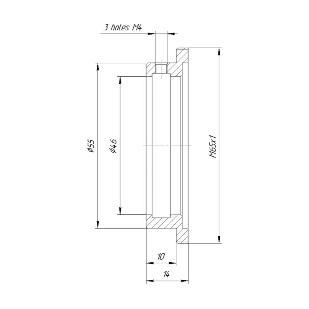 46mm clamp to M65x1 male thread adapter for helicoids