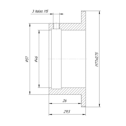 46mm clamp to M77x0.75 male thread adapter