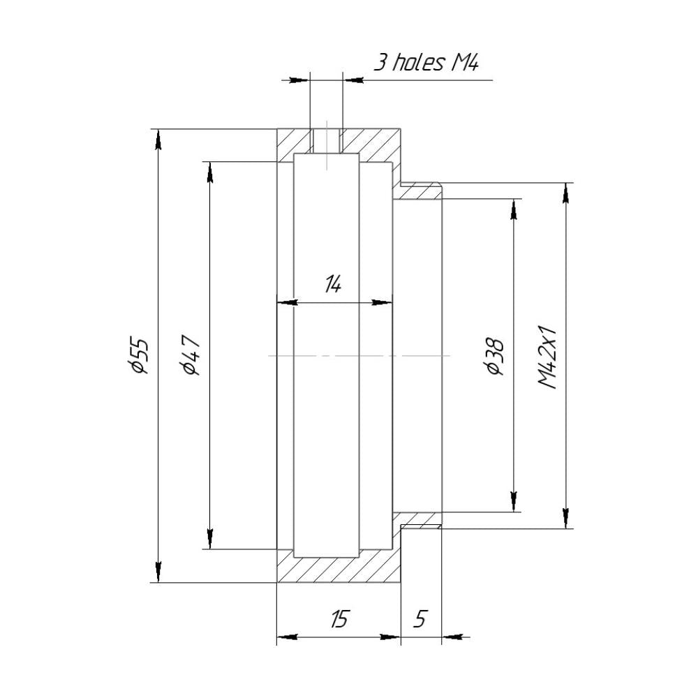 47mm clamp to M42x1 male thread adapter for focusing helicoids