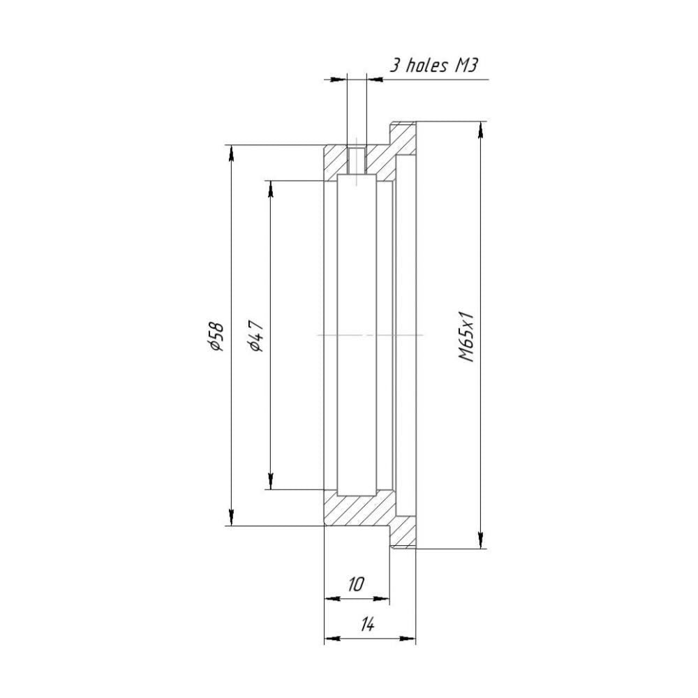 47mm clamp to M65x1 male thread adapter