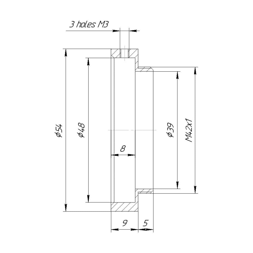 48mm clamp to M42x1 male thread adapter for LLG collimating optic