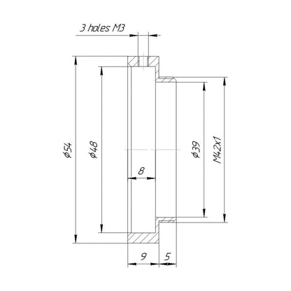 48mm clamp to M42x1 male thread adapter for LLG collimating optic