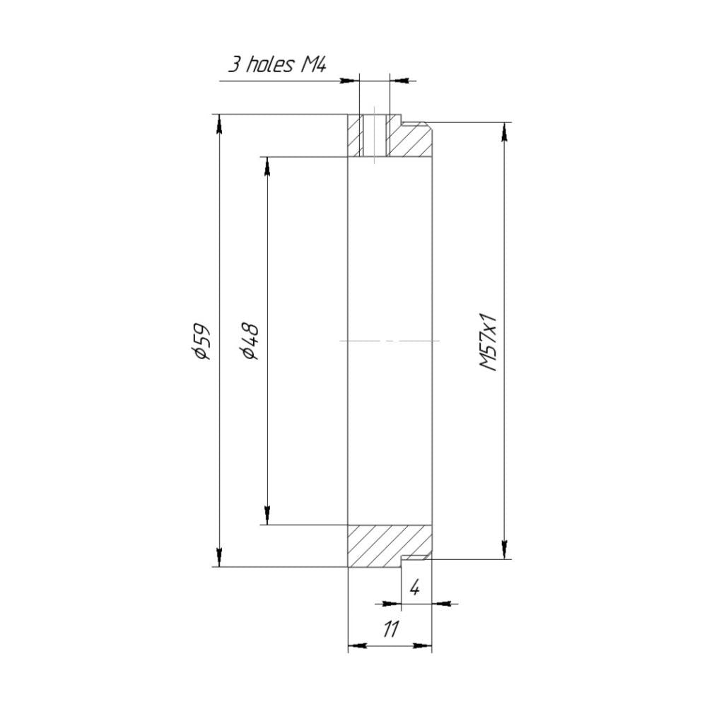 48mm clamp to M57x1 male thread adapter