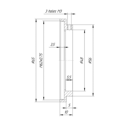 48mm clamp to M62x0.75 female thread adapter