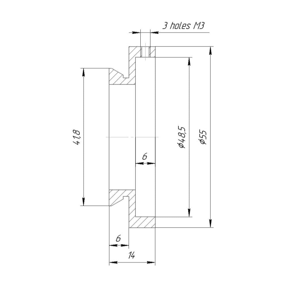 48.5mm to 42mm dovetail adapter (Nikon S microscope head on Olympus BH2 stand)