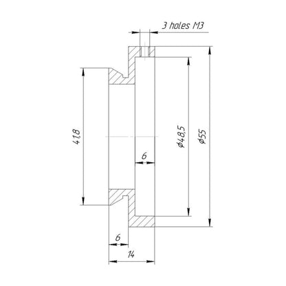 48.5mm to 42mm dovetail adapter (Nikon S microscope head on Olympus BH2 stand)