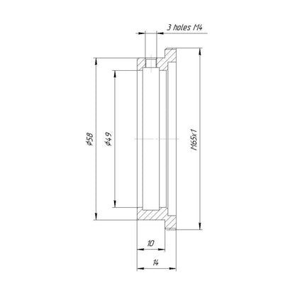 49mm clamp to M65x1 male thread adapter