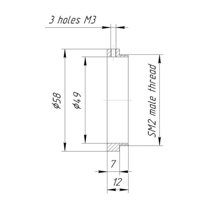 49mm clamp to SM2 (2.035 inch x 40tpi) male thread adapter
