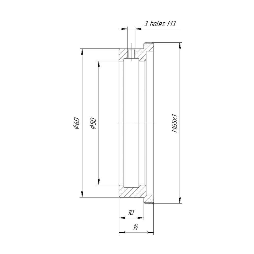 50mm clamp to M65x1 male thread adapter