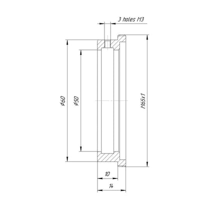 50mm clamp to M65x1 male thread adapter