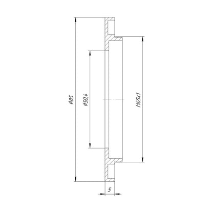 50.4mm bore to M65x1 male thread adapter for Ilex #3 shutters, wide
