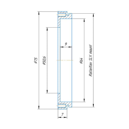 50.6mm bore to Rolleiflex SLX mount adapter for Ilex #3 shutters