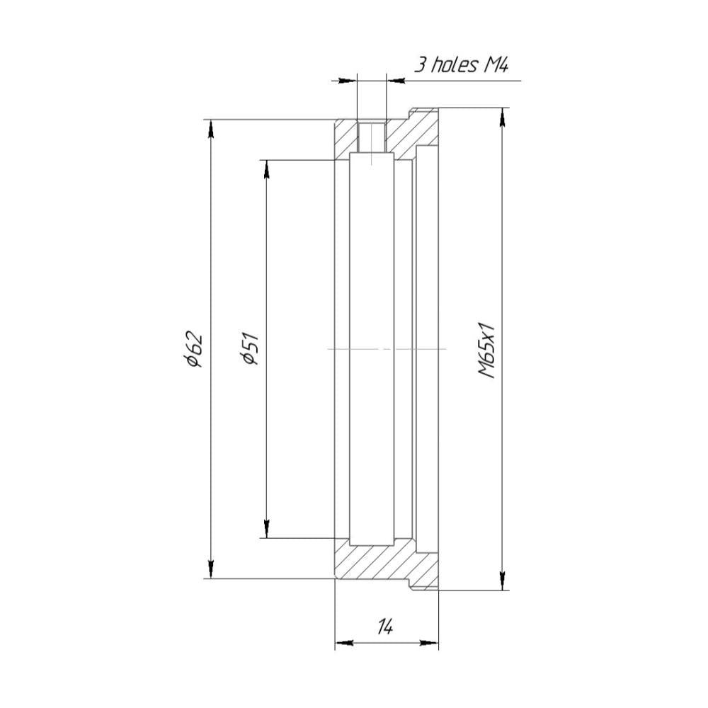 51mm clamp to M65x1 male thread adapter for helicoids
