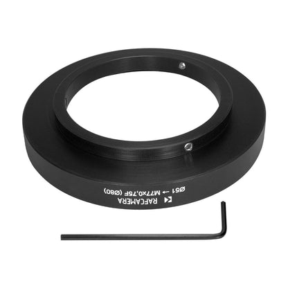 51mm clamp to M77x0.75 female thread adapter with 80mm outer diameter