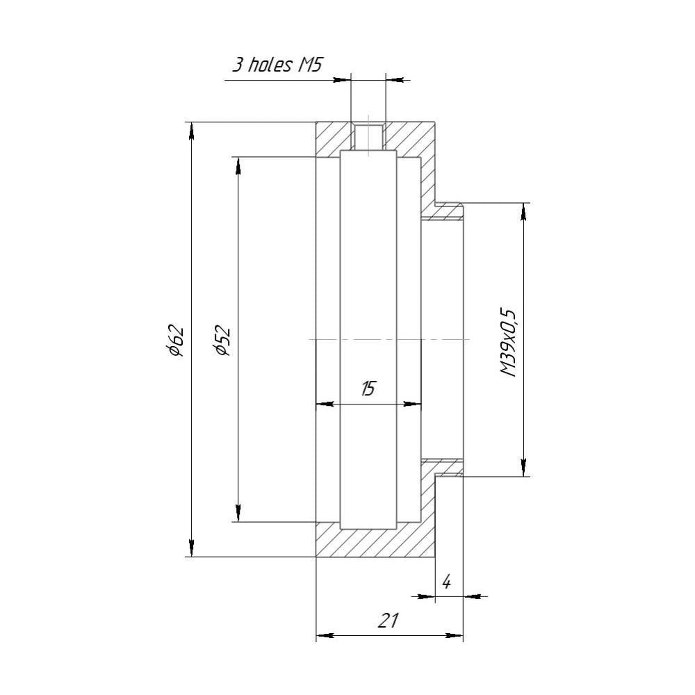 52mm clamp to M39x0.5 male thread adapter for Kowa Anamorphic 16-H lens