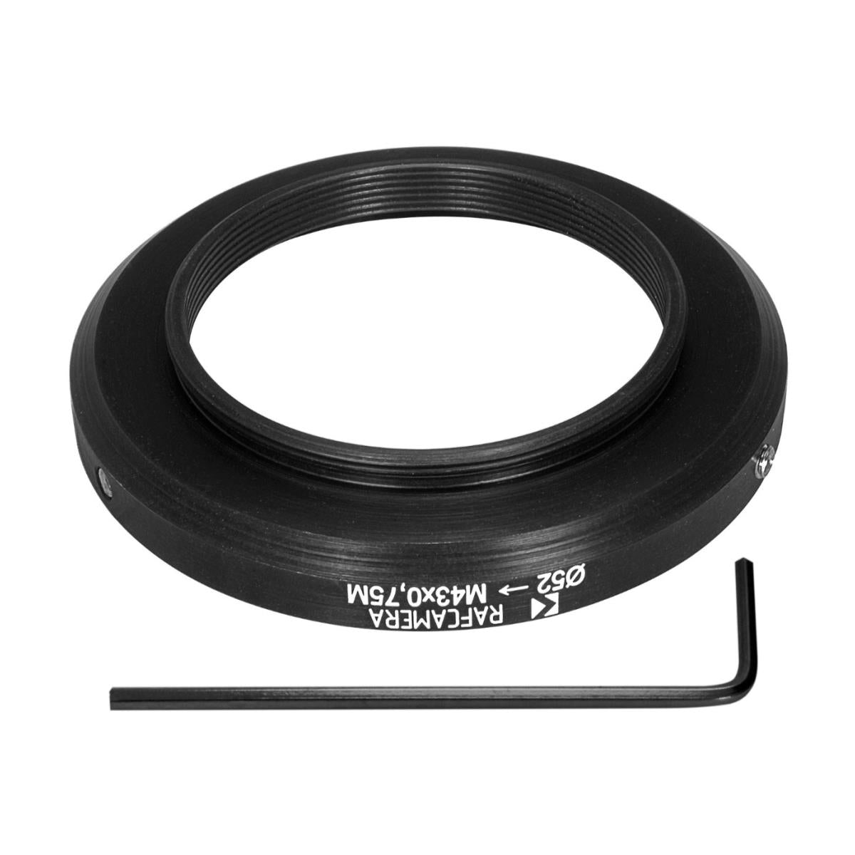 52mm clamp to M43x0.75 male thread adapter