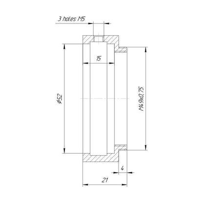 52mm clamp to M49x0.75 male thread adapter for Kowa Anamorphic 16-H lens