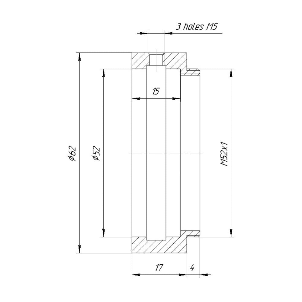 52mm clamp to M52x1 male thread adapter