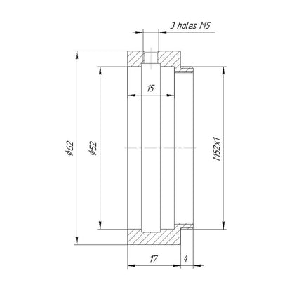 52mm clamp to M52x1 male thread adapter
