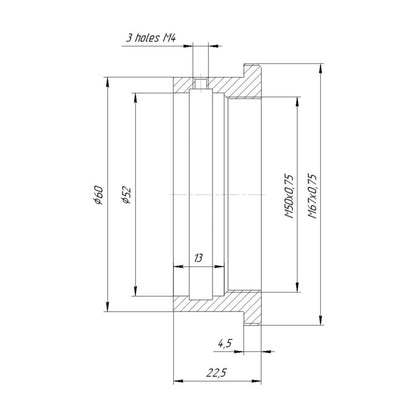 52mm clamp to M67x0.75 male thread adapter for Kowa Anamorphic 16-H lens, NEW