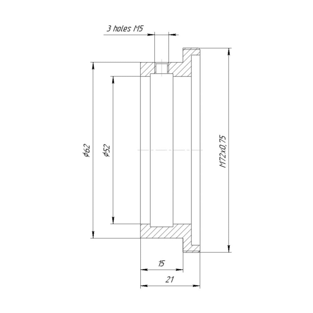 52mm clamp to M72x0.75 male thread adapter for Kowa Anamorphic 16-H lens