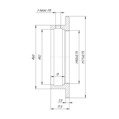 52mm clamp to M77x0.75 male thread adapter for Kowa Anamorphic 16-H lens