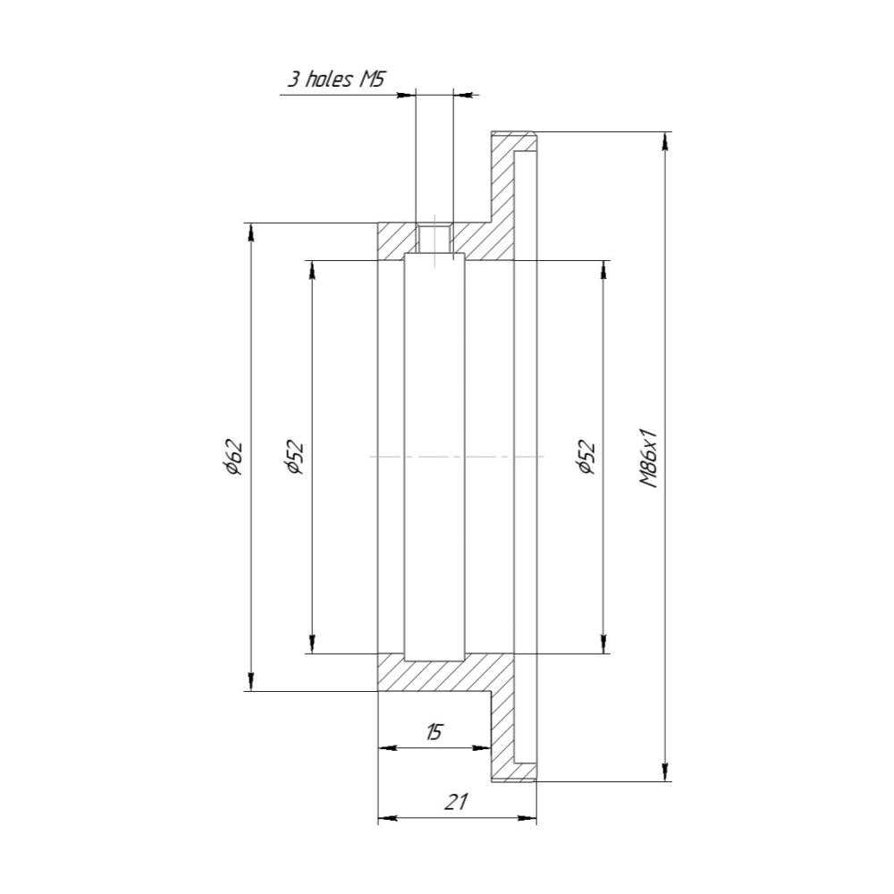 52mm clamp to M86x1 male thread adapter for Kowa Anamorphic 16-H lens