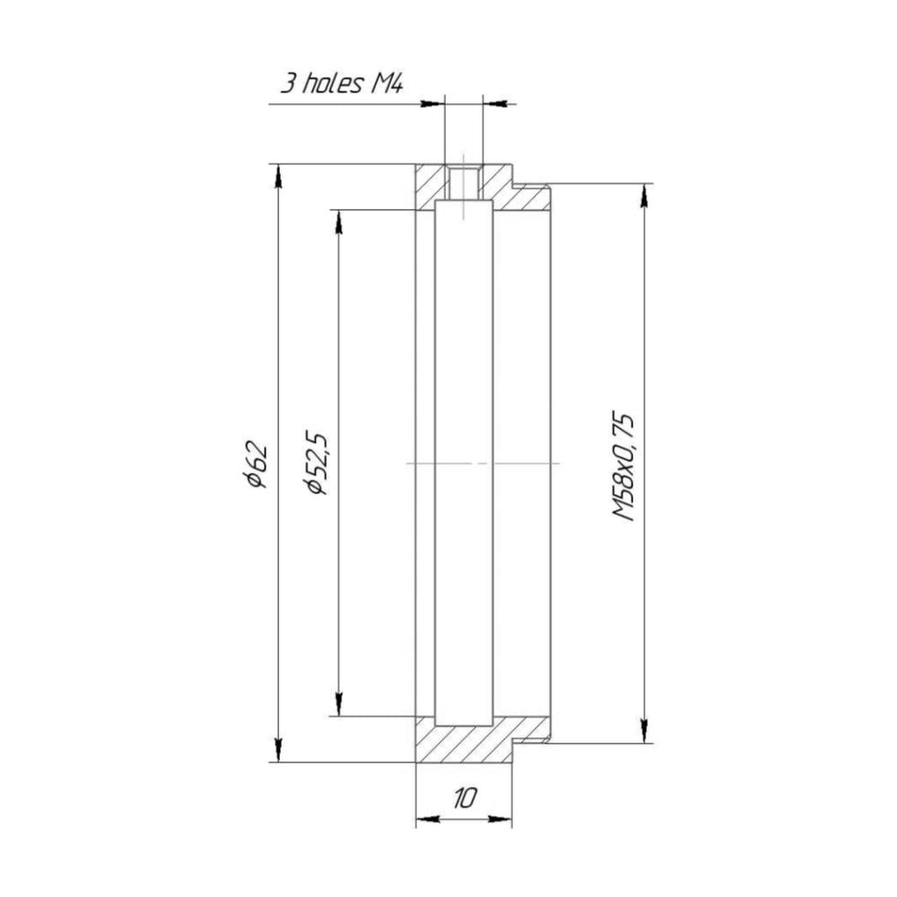 52.5mm clamp to M58x0.75 male thread adapter (for ISCO Ultrastar)