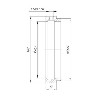 52.5mm clamp to M58x1 male thread adapter for helicoids