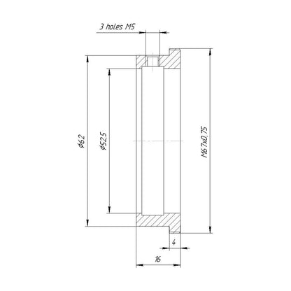 52.5mm clamp to M67x0.75 male thread adapter (for ISCO Ultrastar)