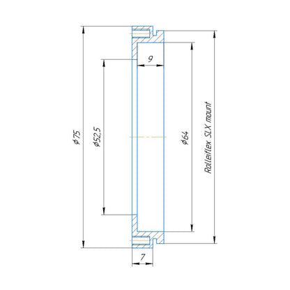 52.7mm bore to Rolleiflex SLX mount adapter for Compur #2 shutters