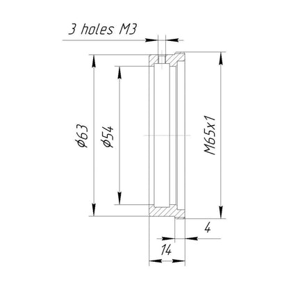 54mm clamp to M65x1 male thread adapter for helicoids