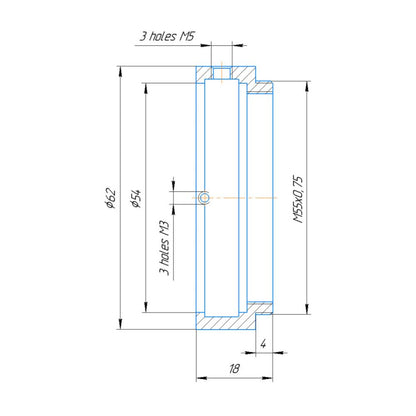 54mm clamp to M55x0.75 male thread adapter for Kowa Anamorphic 35 1.5x