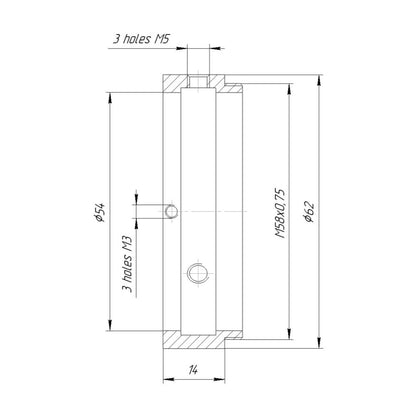 54mm clamp to M58x0.75 male thread adapter for Kowa Anamorphic 35 1.5x
