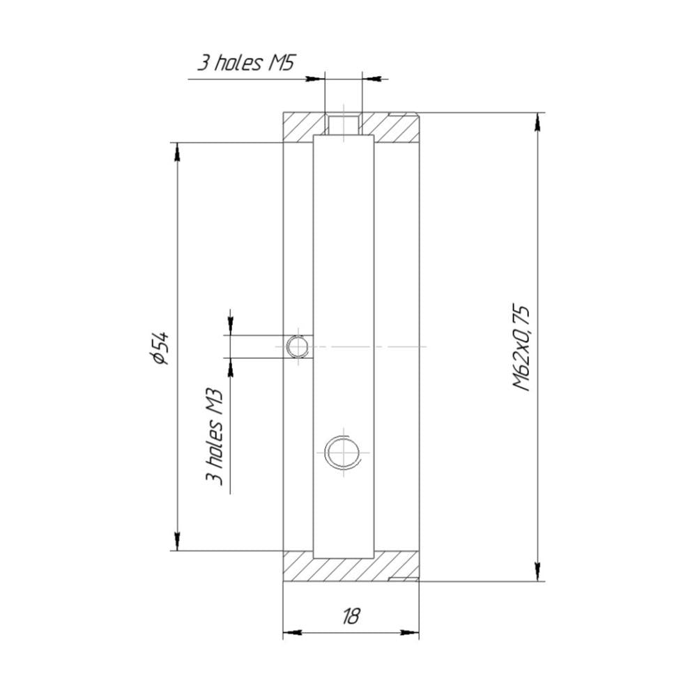 54mm clamp to M62x0.75 male thread adapter for Kowa Anamorphic 35 1.5x