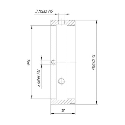 54mm clamp to M62x0.75 male thread adapter for Kowa Anamorphic 35 1.5x