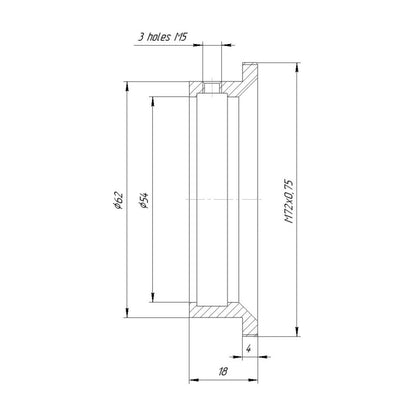 54mm clamp to M72x0.75 male thread adapter