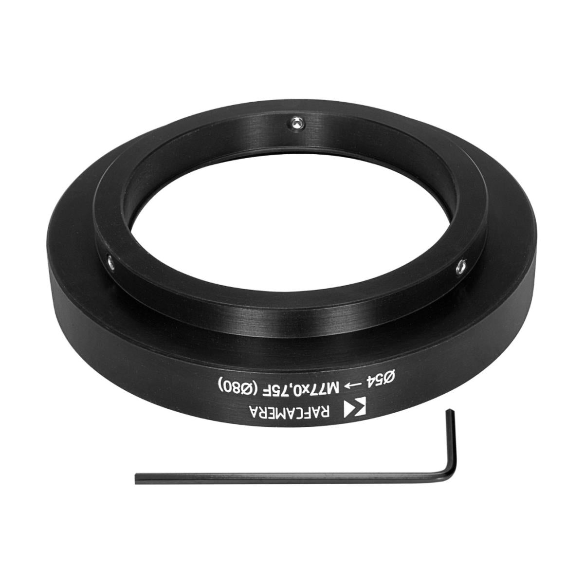 54mm clamp to M77x0.75 female thread adapter with 80mm OD for Kowa 6mm lens
