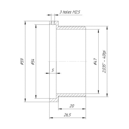 54mm clamp to SM2 male thread adapter