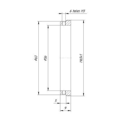 56mm clamp to M65x1 male thread adapter