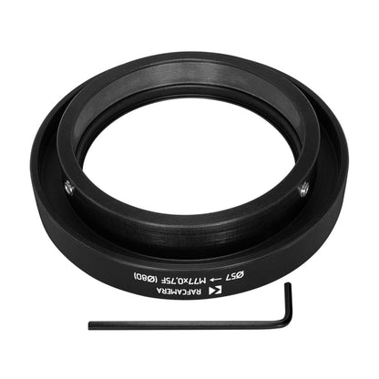 57mm clamp to M77x0.75 female thread adapter with 80mm outer diameter