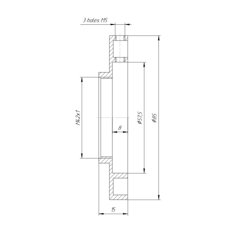 57.5mm clamp to M42x1 female thread adapter for Wild/Leica M420, M450