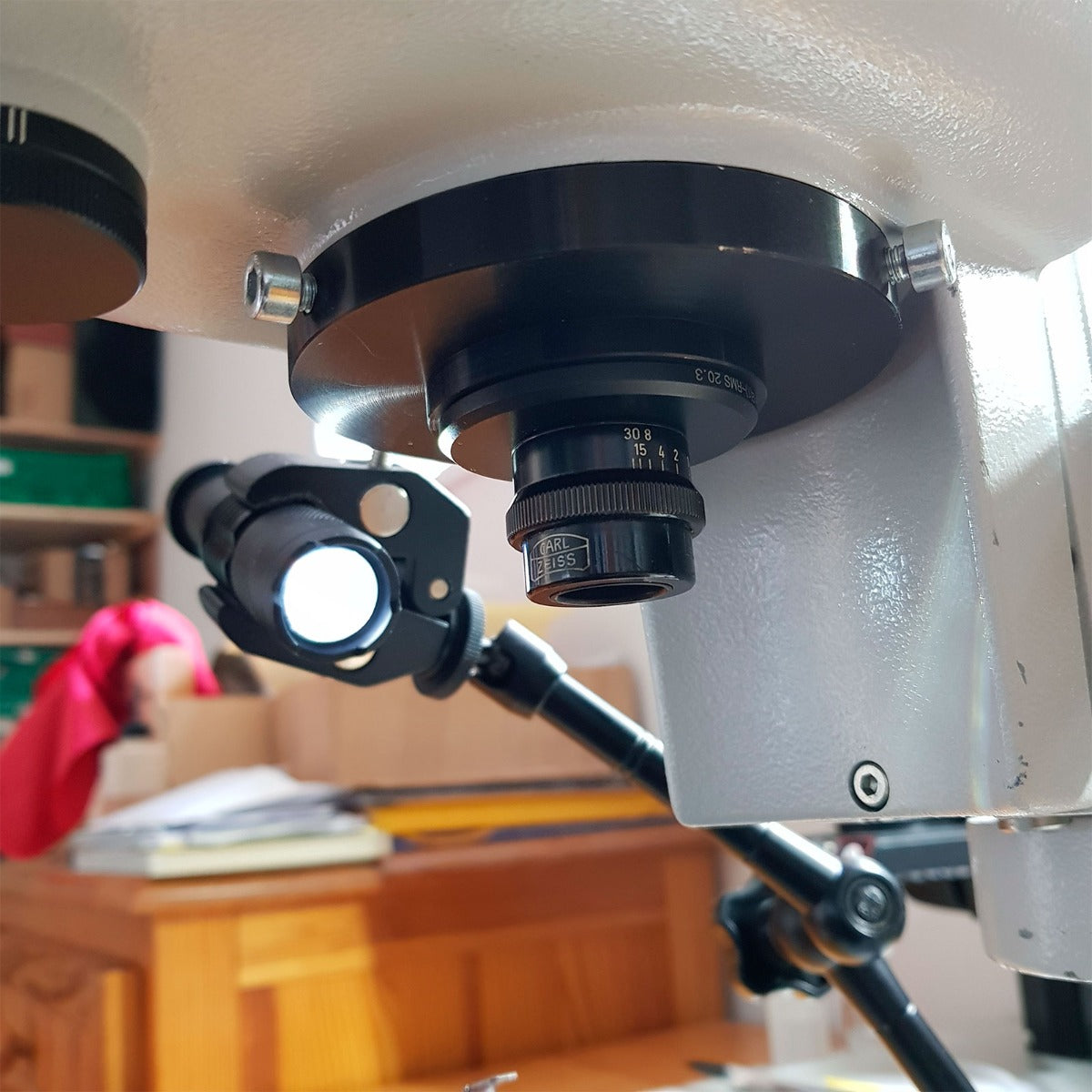 57.5mm clamp to M42x1 female thread adapter for Wild/Leica M420, M450