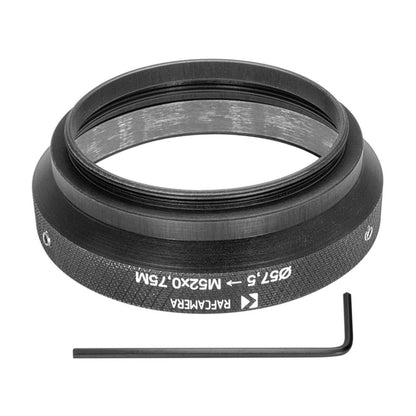 57.5mm clamp to M52x0.75 male thread adapter for Kowa 2x Anamorphic
