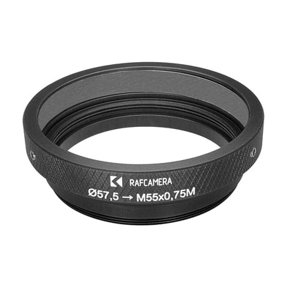 57.5mm clamp to M55x0.75 male thread adapter for Kowa 2x Anamorphic
