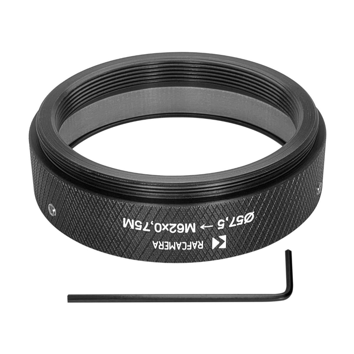 57.5mm clamp to M62x0.75 male thread adapter for Kowa 2x Anamorphic