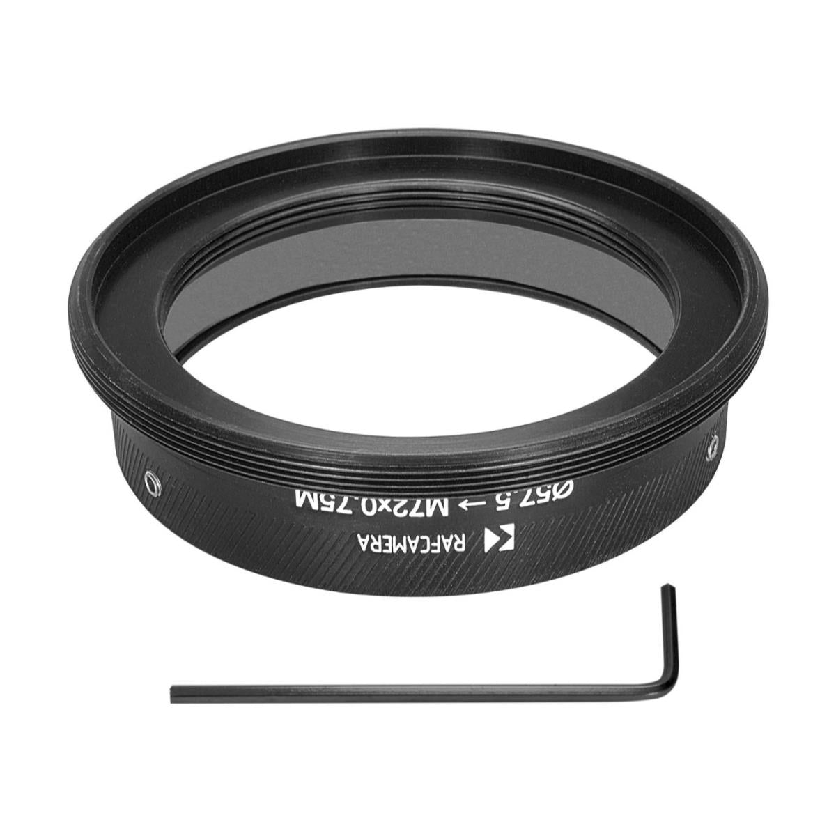57.5mm clamp to M72x0.75 male thread adapter for Kowa 2x Anamorphic
