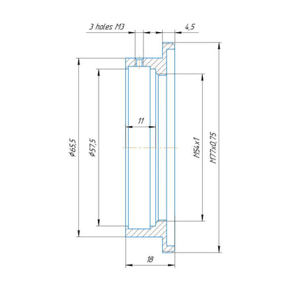 57.5mm clamp to M77x0.75 male thread adapter for Kowa 2x Anamorphic