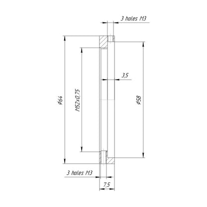 58mm clamp to M52x0.75 female thread adapter